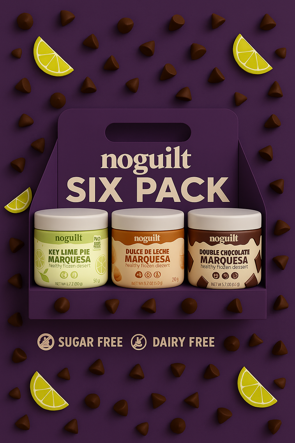 No Guilt Six Pack – 2 Doble chocolate, 2 dulce de leche y 2 limón en un solo click